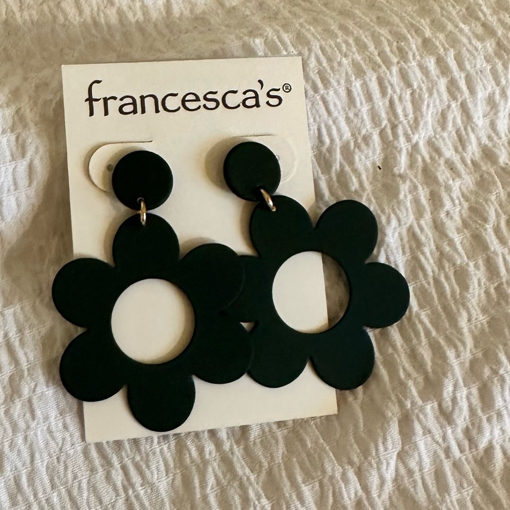 Green Flower Earrings